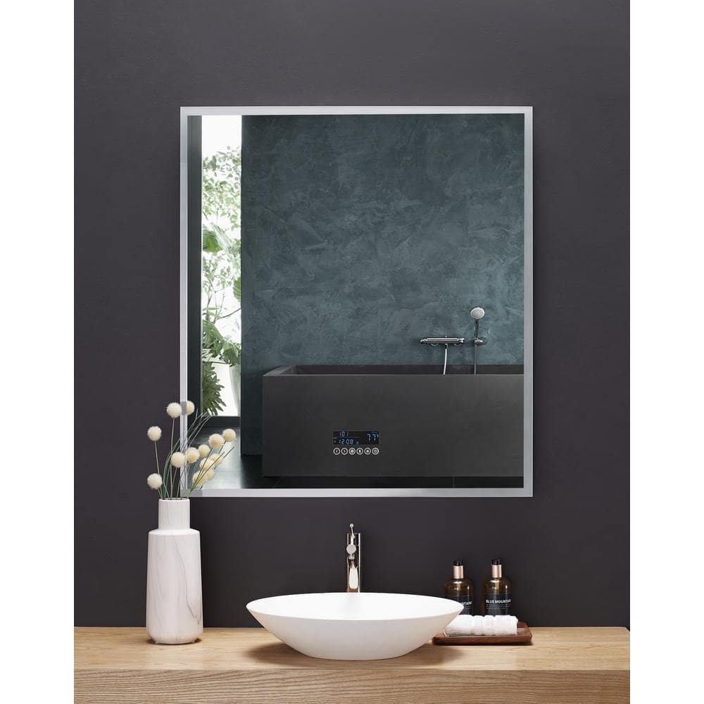 Immersion 40"x36" Frameless LED Bathroom Vanity Mirror with Bluetooth and Defogger