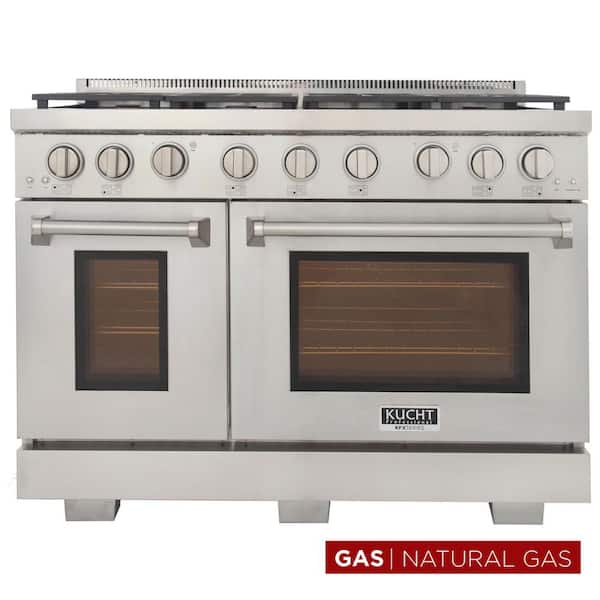 48 in. 6.7 cu. ft. 7- Burners Natural Gas Range 2 Ovens 1 Convection in Stainless Steel with True Simmer Burners