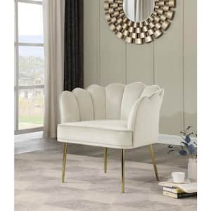 Jackie Cream Velvet Accent Chair with Gold Legs