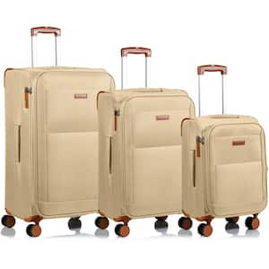 Classic 28 in., 24 in., 20 in. Khaki Softside Luggage Set with Spinner Wheels (3-Piece)