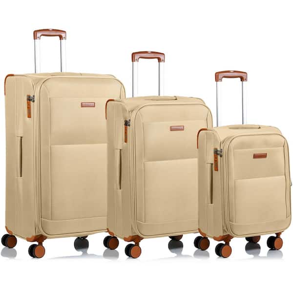 CHAMPS Classic 28 in., 24 in., 20 in. Khaki Softside Luggage Set with Spinner Wheels (3-Piece)