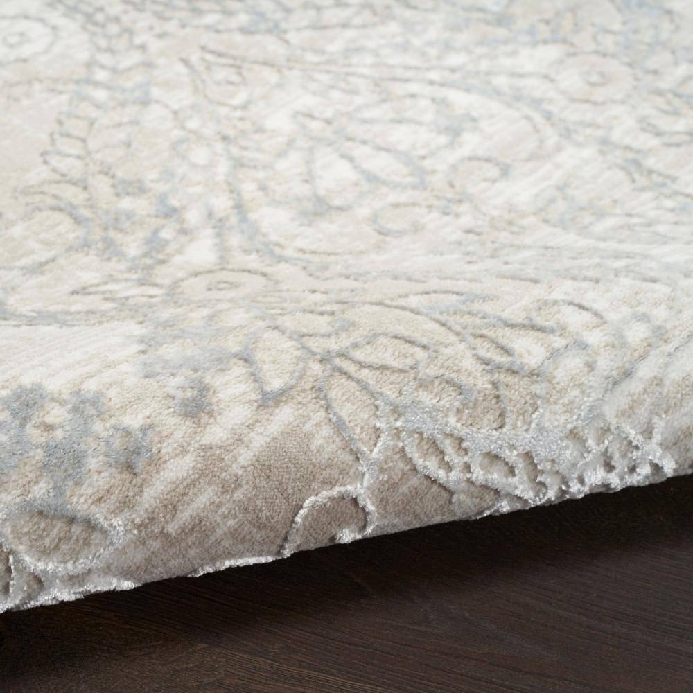 Iliana Beige Grey Synthetic Damask 9' x 12' Area Rug