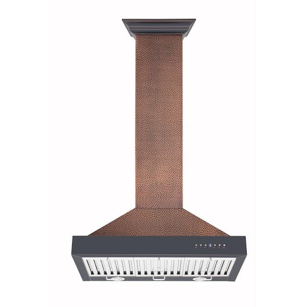 30 in. 400 CFM Convertible Vent Wall Mount Range Hood in Hand Hammered Copper