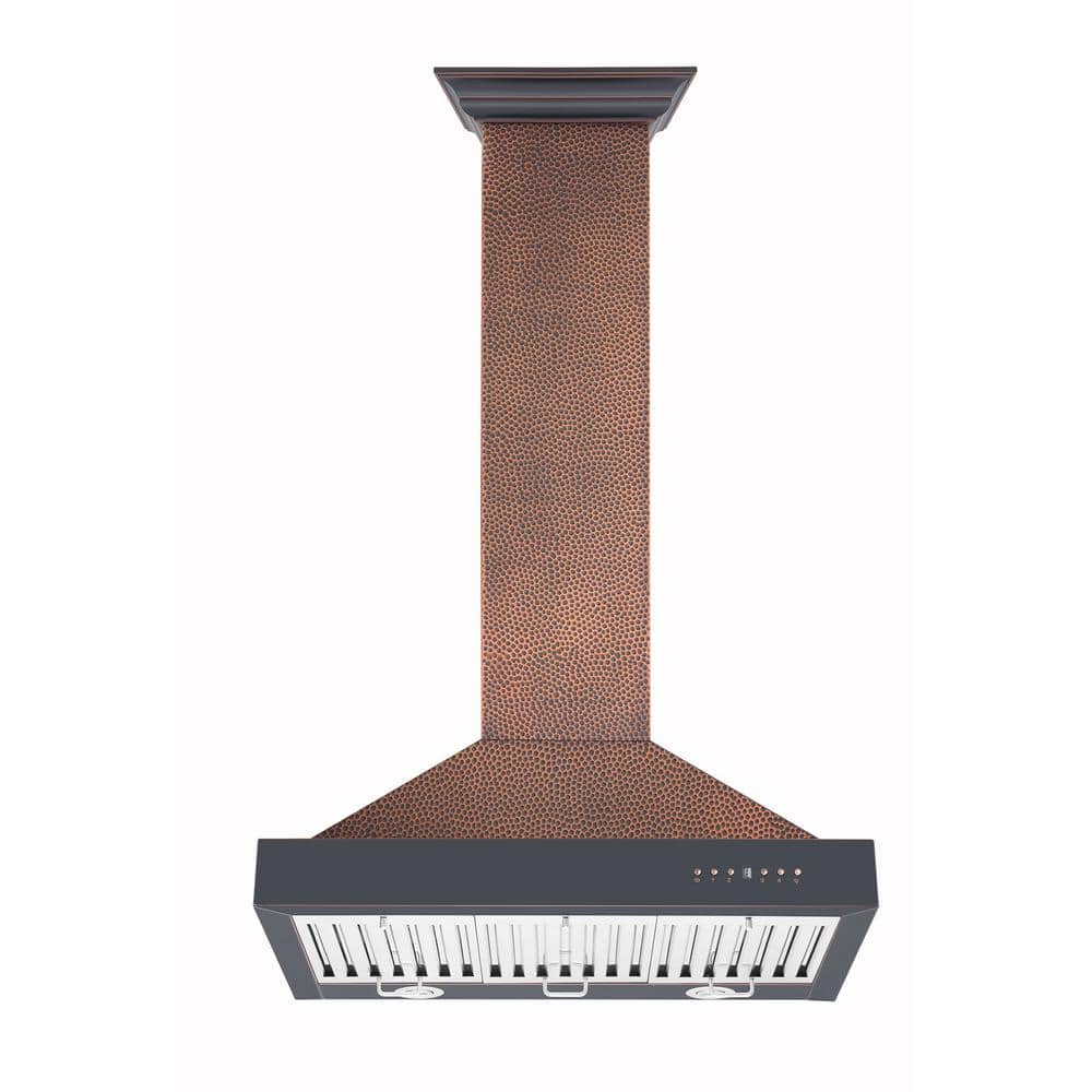 36" Hand-Hammered Copper Convertible Wall Mount Range Hood
