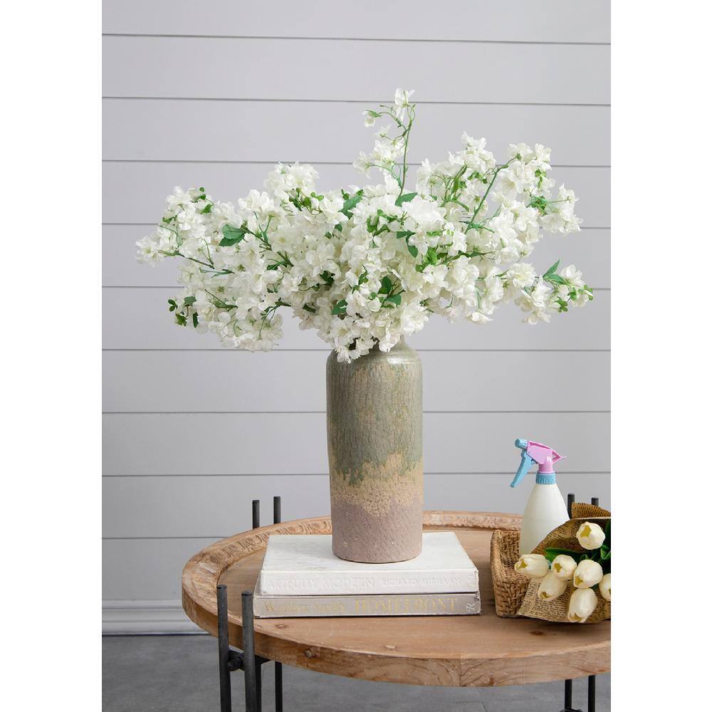 40" White Faux Cherry Blossom Stems - Set of 6