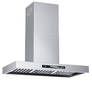 36 in. 600CFM Ducted Stainless Steel Wall Mount Range Hood 4-Speed with Gesture Control and LEDs