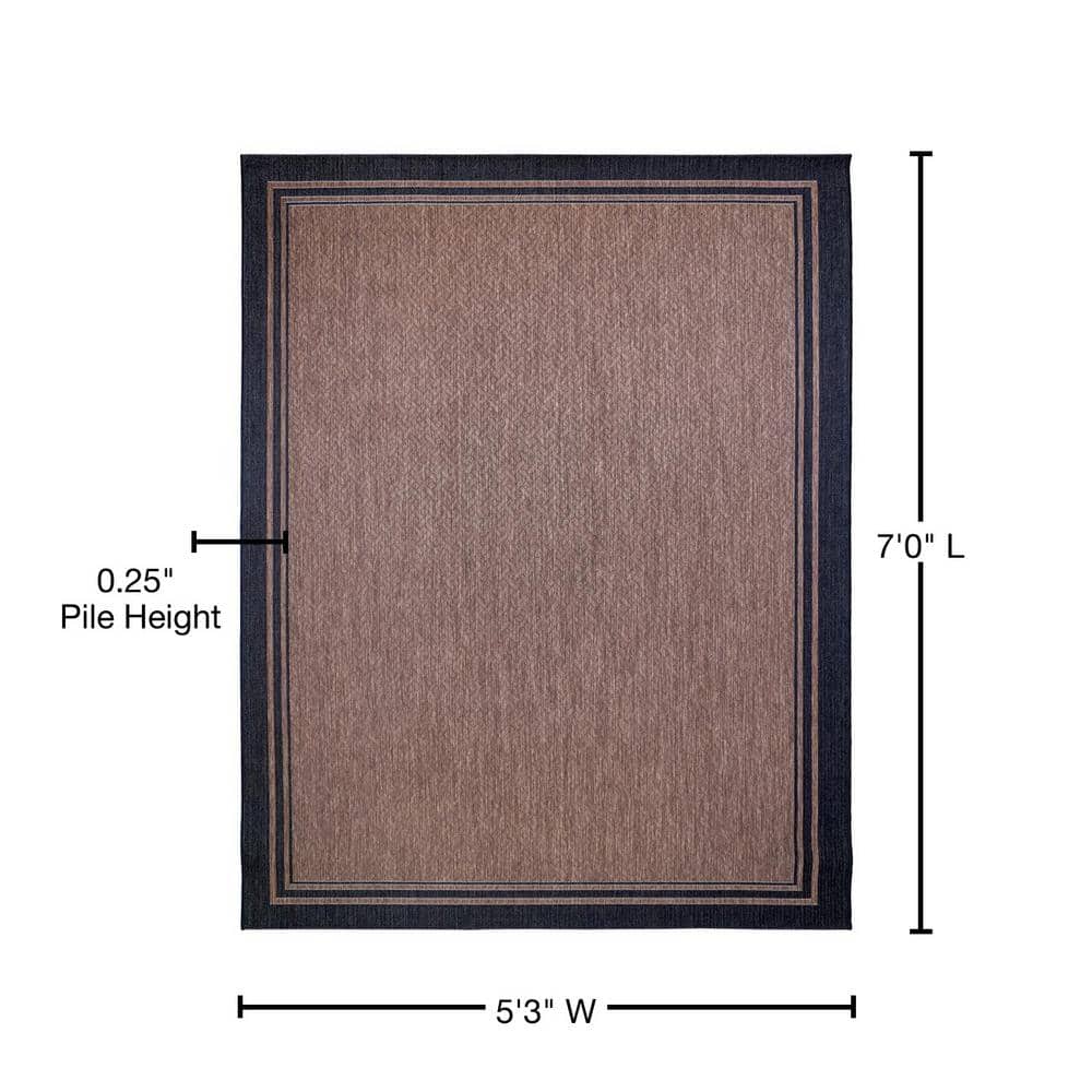 Havana Brown 5' x 7' Stain-Resistant Synthetic Flat Woven Rug
