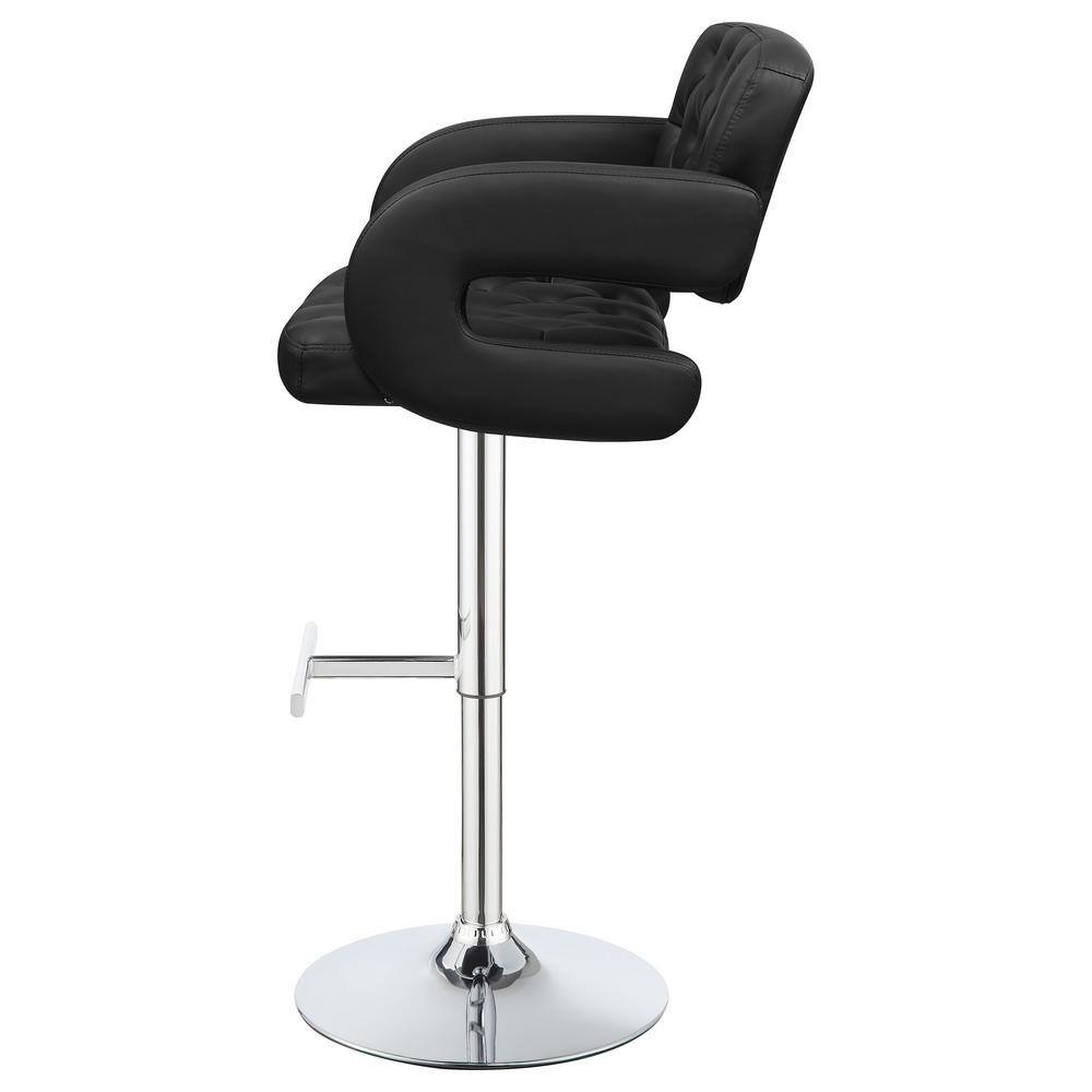Adjustable Black Leather and Metal Swivel Bar Stool