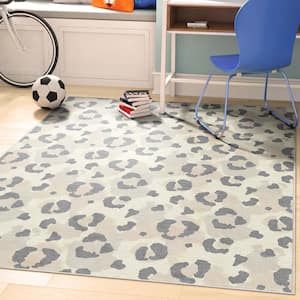 Beige Brown 7 ft. 10 in. x 9 ft. 10 in. Animal Prints Leopard Contemporary Pattern Area Rug