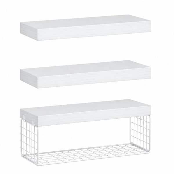 3-Pack Farmhouse Wall Mounted Bathroom Trays Bathroom Over-Toilet Floating Shelves with Toilet Paper Storage in White