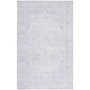 Tuscon Beige/Purple Doormat 3 ft. x 5 ft. Machine Washable Floral Border Area Rug