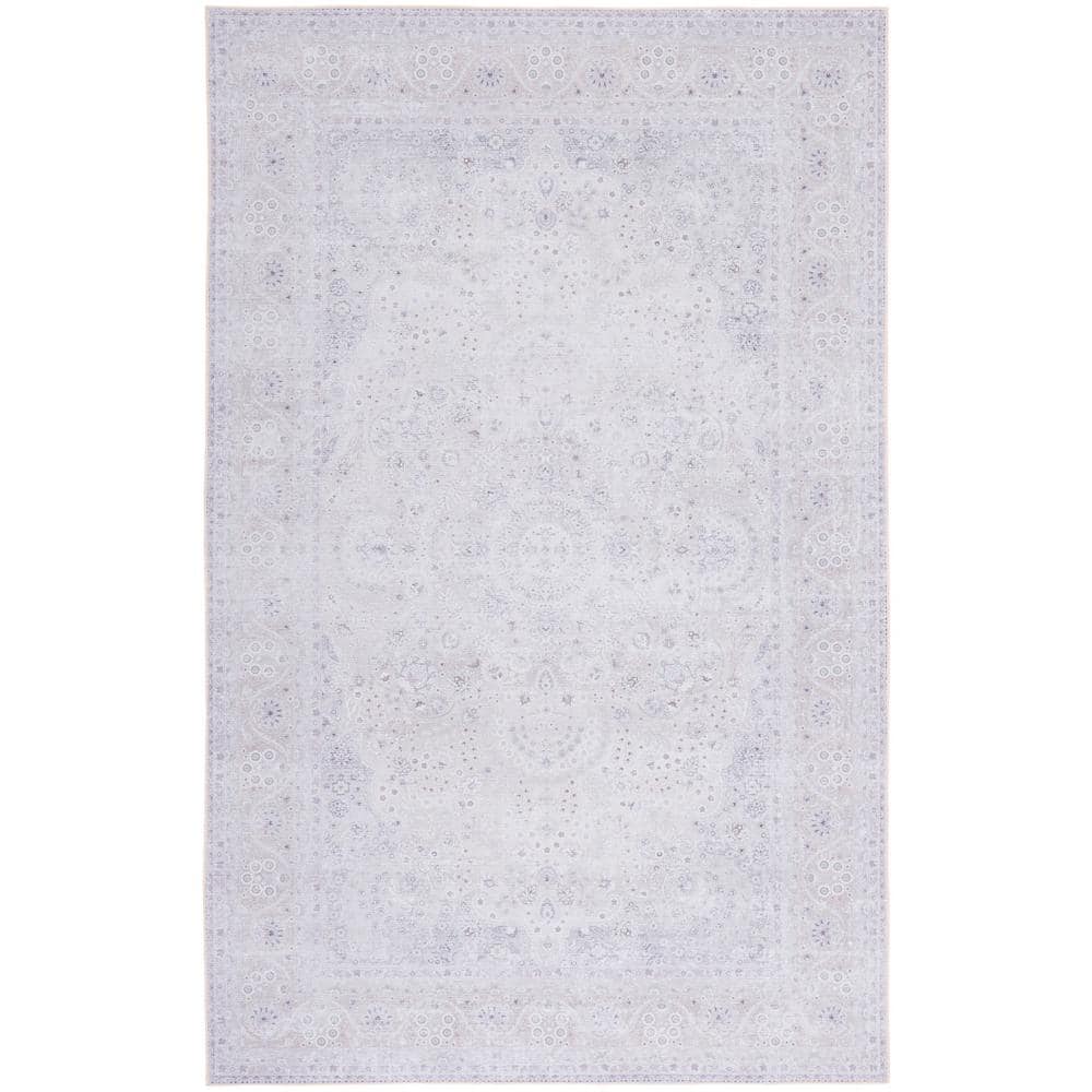 Ivory Rectangular Machine Washable Synthetic Area Rug