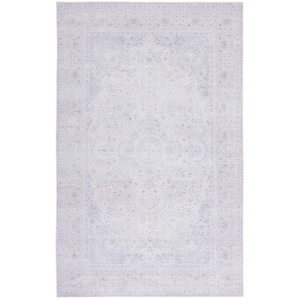 SAFAVIEH Tuscon Beige/Purple 6 ft. x 9 ft. Machine Washable Floral Border Area Rug