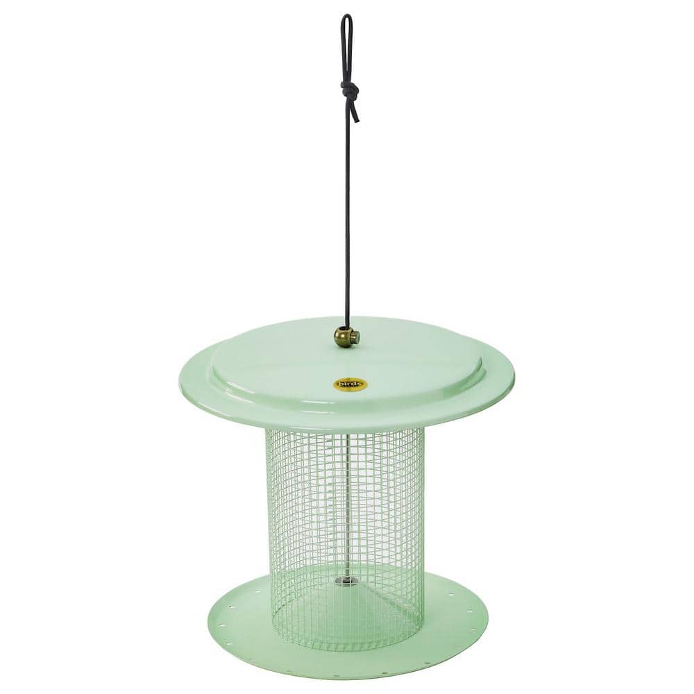 Sage Green Metal Hanging Tube Bird Feeder, 9.5 Inches