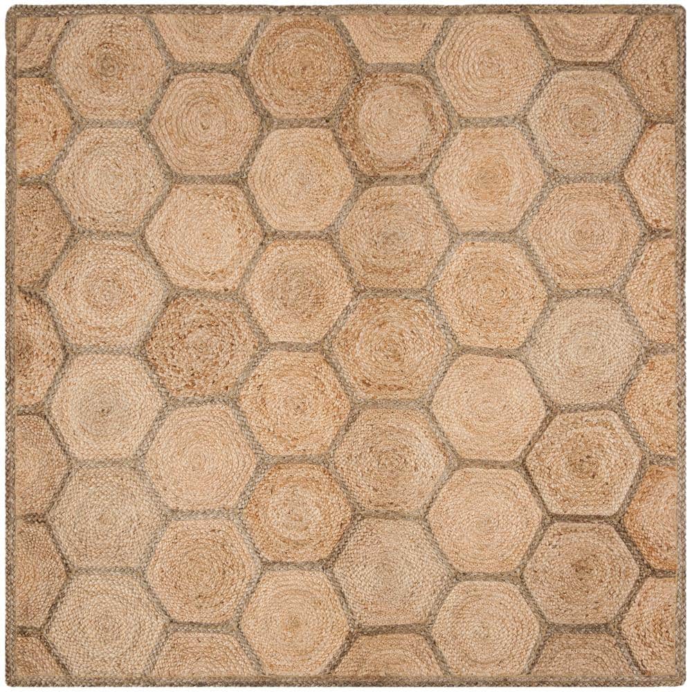 Natural Fiber Beige/Gray 8 ft. x 8 ft. Geometric Woven Square Area Rug price history on PriceWatchPro