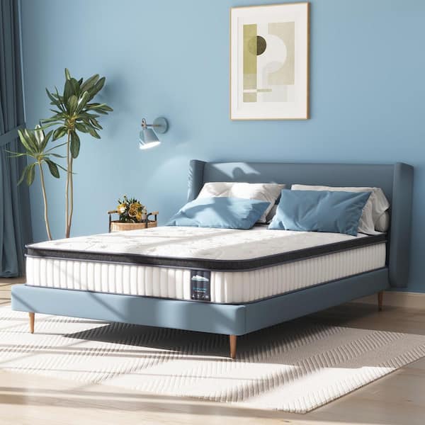 King Size Medium Firm Memory Foam Hybrid Mattress Euro Top 14 in. Bed-in-a-Box Mattress for Pressure Relief