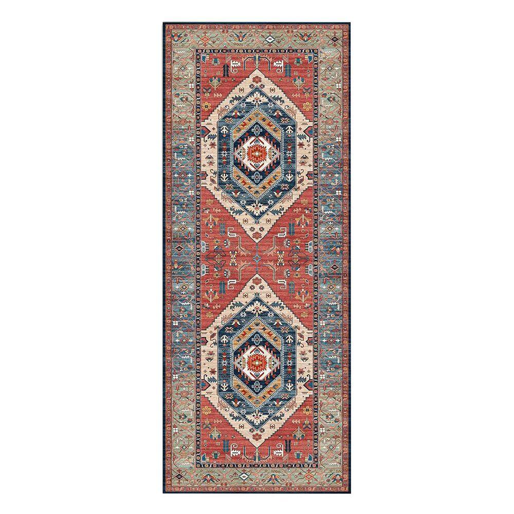 Two Colours Rug 2 ft. x 5 ft. Multi-Colored Boho Runner Rug Non-Slip Washable Kitchen ...