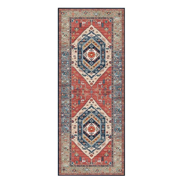2 ft. x 5 ft. Multi-Colored Boho Runner Rug Non-Slip Washable Kitchen Runner Rug