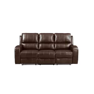 New Classic Furniture Linton 82 in. Square Arm Leather Rectangle Sofa with Power Footrest in. Brown
