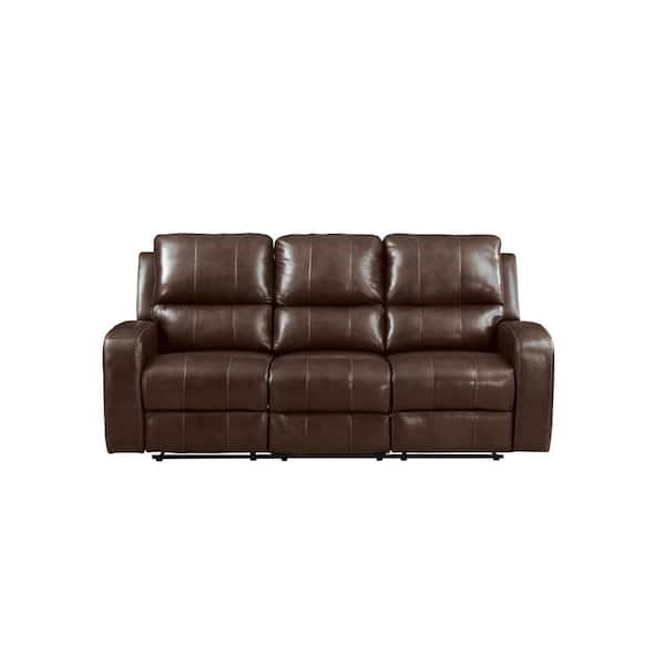 NEW CLASSIC HOME FURNISHINGS New Classic Furniture Linton 82 in. Square Arm Leather Rectangle Sofa with Power Footrest in. Brown