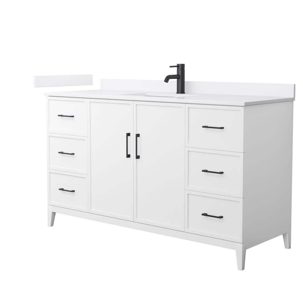 Elan 60'' White Single Bathroom Vanity with Cultured Marble Top