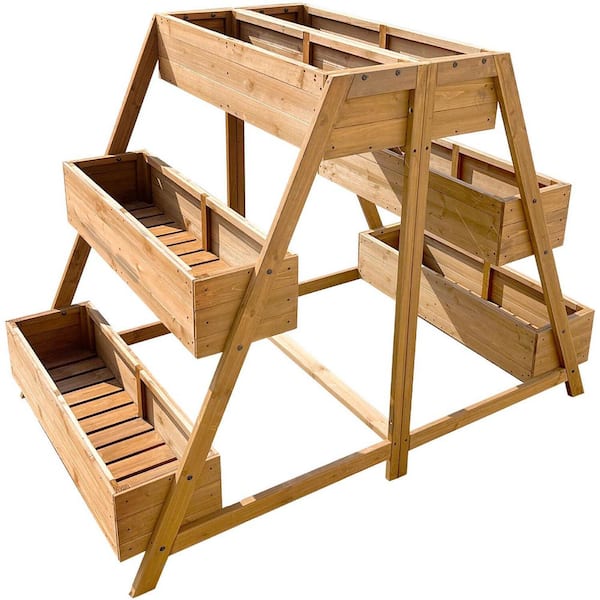 43.3 in. x 35.4 in. Wood Planter with Non-Woven Lining for Plants and Herbs