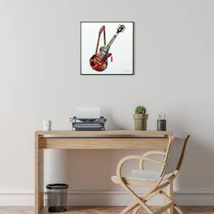 "Electric Guitar" Reverse Printed Art Glass and Anodized Aluminum Black Frame Wall Art