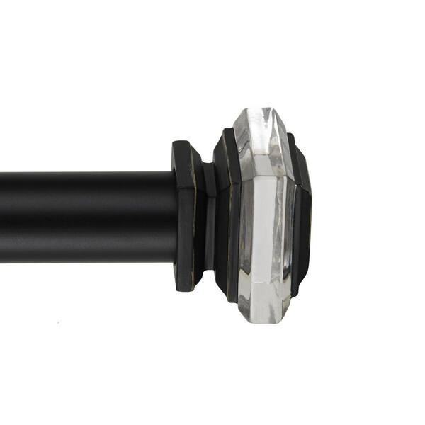 Art Decor 28 - 48 in. Telescoping Single Curtain Rod Kit in Black with Lalique Finials