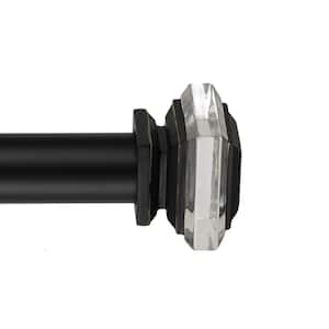 60 - 108 in. Telescoping Single Curtain Rod Kit in Black with Lalique Finials