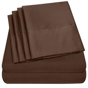 1500-Supreme Series 6-Piece Brown Solid Color Microfiber RV Queen Sheet Set