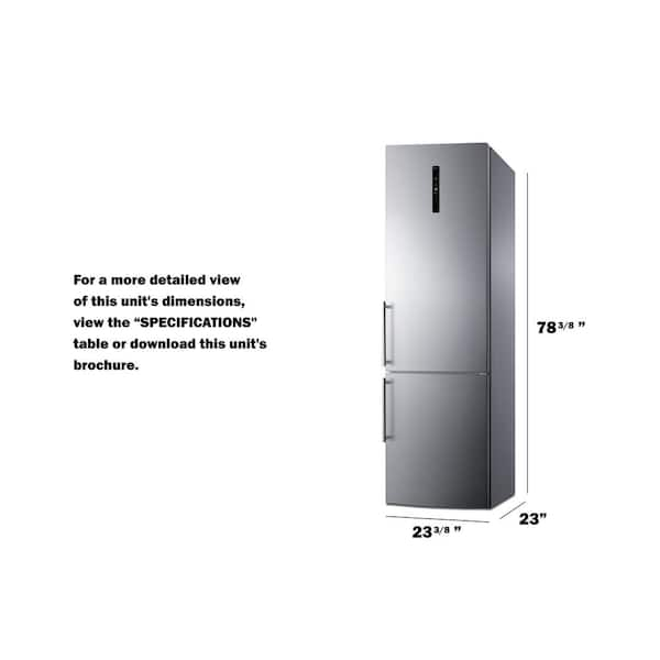 24 in. W 11.7 cu. ft. Bottom Freezer Refrigerator in Stainless Steel, Counter Depth