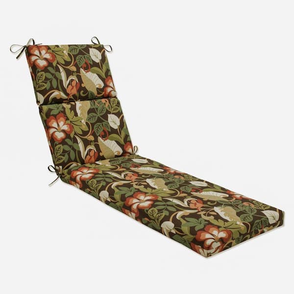 Pillow Perfect Floral 21 x 28.5 Outdoor Chaise Lounge Cushion in Brown Green Coventry 385983 The Home Depot