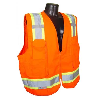 CL 2 Two-Tone Surveyor Orange Twill 4X Safety Vest