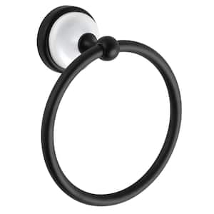 Savannah Wall Mounted Towel Ring in Matte Black and White