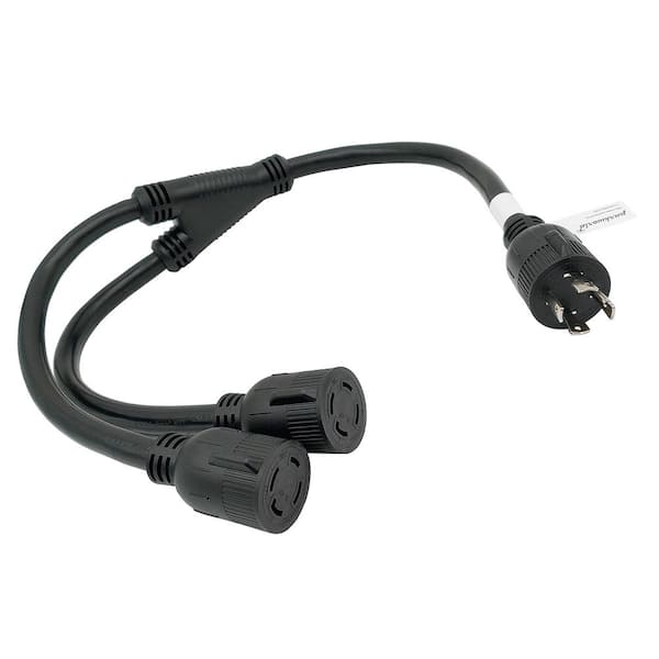 parkworld 3 ft. 125/250-Volt 30 Amp Generator 4-Prong L14-30 Splitter NEMA L14-30P Plug to (2) L14-30R Receptacle Y Adapter Cord