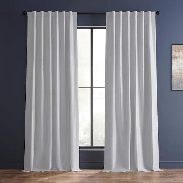 Exclusive Fabrics & Furnishings Ice Textured Faux Dupioni Silk Blackout Curtain - 50 in. W x 96 in. L Rod Pocket with Back Tab Single Window Panel