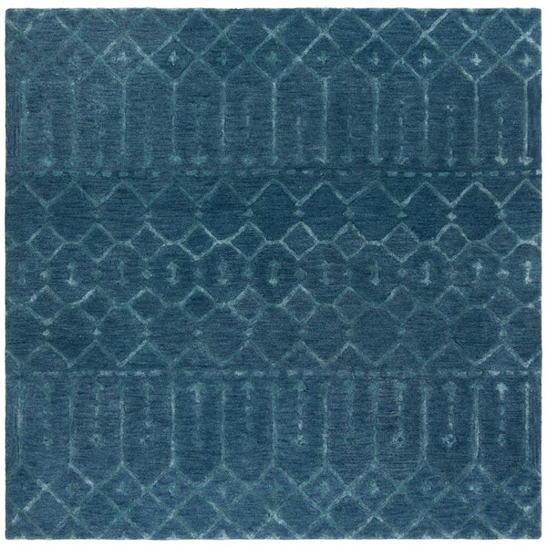 SAFAVIEH Himalaya Navy/Silver 8 ft. x 8 ft. Tribal Geometric Square Area Rug