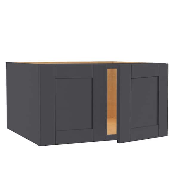 Home Decorators Collection Washington 24 in. W x 12 in. D x 36 in. H Assembled Plywood Wall Blind Kitchen Cabinet in Valiant Onyx with Soft Close
