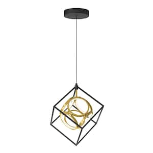 Luxury 18-Watt 1 Light Black and Gold Modern Industrial Integrated LED Mini Pendant Light Fixture for Kitchen Island