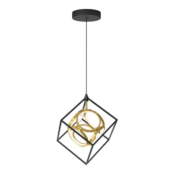 Luxury 18-Watt 1 Light Black and Gold Modern Industrial Integrated LED Mini Pendant Light Fixture for Kitchen Island