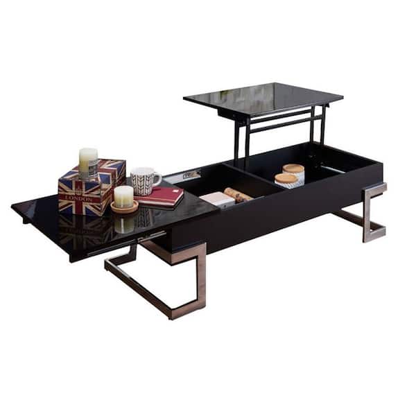 Maincraft 47 in. Black Rectangle Wood Coffee Table with Lift Top and Hidden Storage