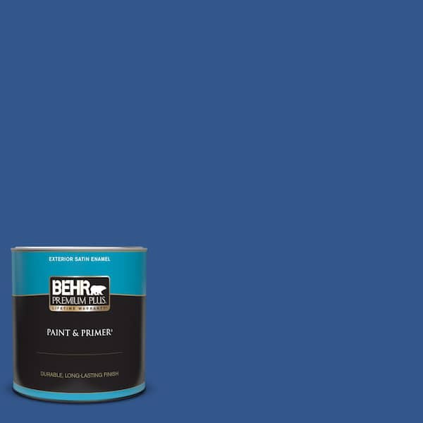 BEHR PREMIUM PLUS 1 qt. #PPU15-03 Dark Cobalt Blue Satin Enamel Exterior Paint & Primer