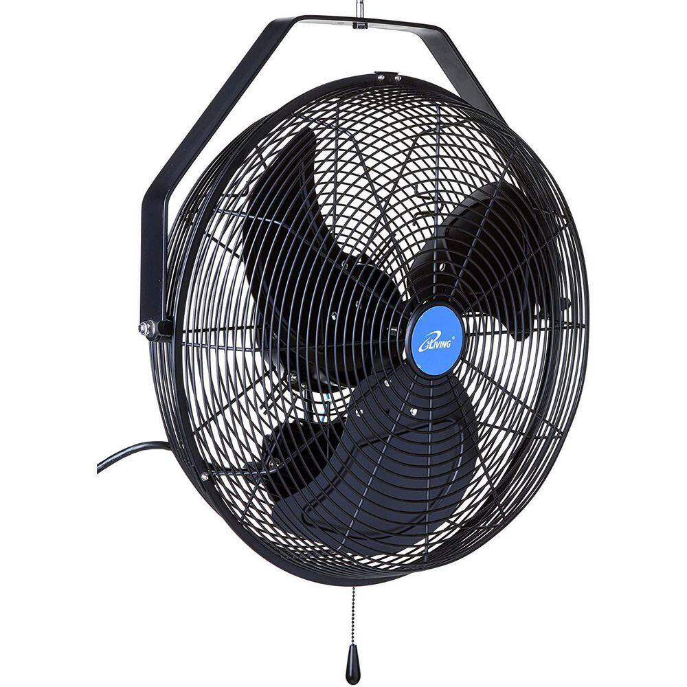 18" Black Industrial Wall Mounted Fan with Aluminum Blades