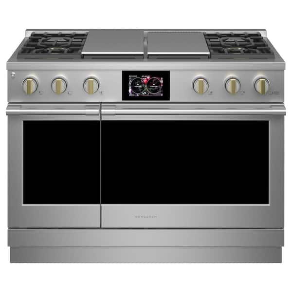 Monogram 48 in. 8.25 cu. ft. Double Oven Dual Fuel Range with Gas Stove and Electric Oven in Stainless Steel
