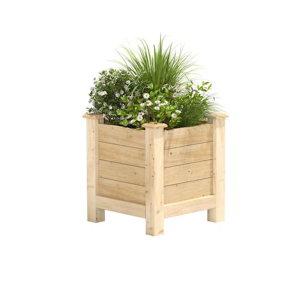 Greenes Fence 16 in. L x 16 in. W x 21 in. H Original Cedar Elevated Planter