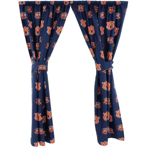 College Covers 42 in. W x 63 in. L Auburn Tigers Cotton With Tie Back Curtain in Blue (2 Panels)