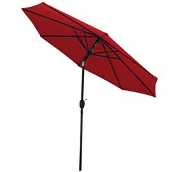 Sunnydaze 9 ft. Aluminum Market Tilt Patio Umbrella in Red