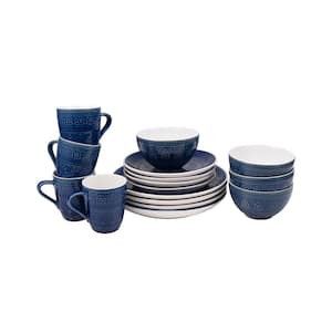 Fez 16-Piece Blue Reactive Crackleglaze Stoneware Dinnerware Set (Service for 4) - FEZ-86-41221-B