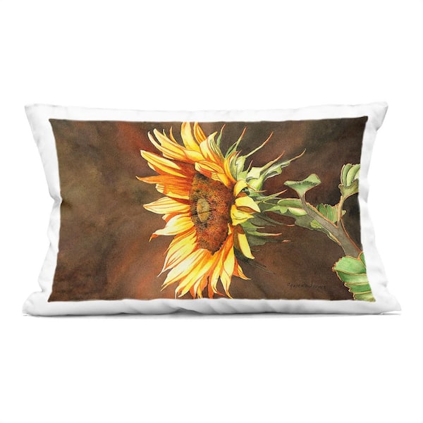 Stupell Industries Rustic Sunflower Bloom Yellow Floral Polyester 14 in. x 20 in. Throw Pillow