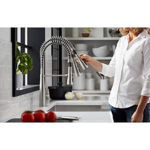 Simplice Single Handle Pull Down Sprayer Kitchen Sink Faucet in Vibrant Brushed Moderne Brass